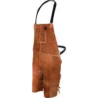 Tablier de soudage en cuir, Salopette &agrave; jambes fendues, 36" lo, Brun Helyx Safety & Industrial Supplies