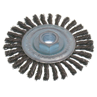 Brosses &eacute;conomiques &agrave; fil nou&eacute;s &agrave; haute vitesse pour cordons de soudure, Dia. 6", Fils 0,02", Arbre 5/8"-11, Acier inoxydable Helyx Safety & Industrial Supplies