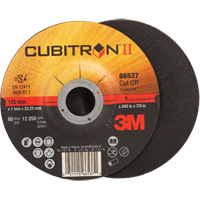 Meules &agrave; tronçonner Cubitron II, 5" x 0,045", Arbre de 7/8", Type 27, C&eacute;ramique, 12250 Tr/min Helyx Safety & Industrial Supplies