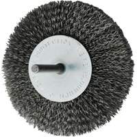 Brosses mont&eacute;es &agrave; fils cr&ecirc;p&eacute;s circulaires, 4", Fils 0,008", Tige 1/4" Helyx Safety & Industrial Supplies
