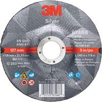 Meule &agrave; tronçonner Silver, 5" x 0,045", Arbre de 7/8", Type 27, C&eacute;ramique, 12250 Tr/min Helyx Safety & Industrial Supplies