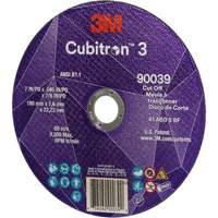 Meule &agrave; tronçonner Cubitron 3, 7" x 0,09", Arbre de 7/8", Type T27, C&eacute;ramique, 8500 Tr/min Helyx Safety & Industrial Supplies