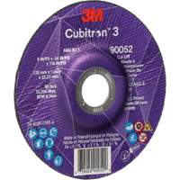 Meule &agrave; tronçonner Cubitron 3, 5" x 0,04", Arbre de 7/8", Type 27, C&eacute;ramique, 60 Tr/min Helyx Safety & Industrial Supplies