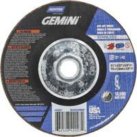 Meule &agrave; tronçonner pour coupe &agrave; angle droit INOX/SS Gemini, 4-1/2" x 3/32", Arbre de 5/8"-11, Type 27/42, Oxyde d'aluminium, 13580 Tr/min Helyx Safety & Industrial Supplies