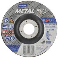 Meule &agrave; tronçonner m&eacute;tallique pour coupe &agrave; angle droit RightCut, 4-1/2" x 0,045", Arbre de 7/8", Type 27, Oxyde d'aluminium, 13580 Tr/min Helyx Safety & Industrial Supplies