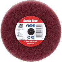 Roue de ponçage &agrave; usage g&eacute;n&eacute;ral Scotch-Brite Roloc Plus, 4" dia. Helyx Safety & Industrial Supplies
