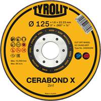 Meule &agrave; tronçonner pour acier et acier inoxydable CERABOND X, 4-1/2" x 0,45", Arbre de 7/8", Type 1, C&eacute;ramique, 12250 Tr/min Helyx Safety & Industrial Supplies