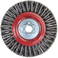 Brosse &agrave; fils nou&eacute;s pour cordons de soudure pour meuleuse angulaire, Dia. 4", Fils 0,02", Arbre 5/8"-11, Acier Helyx Safety & Industrial Supplies