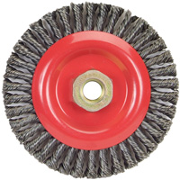 Brosse &agrave; fils nou&eacute;s pour cordons de soudure pour meuleuse angulaire, Dia. 5", Fils 0,02", Arbre 5/8"-11, Acier Helyx Safety & Industrial Supplies