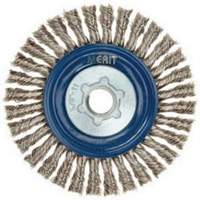 Brosse &agrave; fils nou&eacute;s pour cordons de soudure pour meuleuse angulaire, Dia. 5", Fils 0,02", Arbre 5/8"-11, Acier inoxydable Helyx Safety & Industrial Supplies