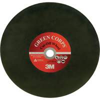Green Corps Cut Off Wheel, 13-9/10" x 0.118", 1" Arbor, Ceramic, 20000 RPM Helyx Safety & Industrial Supplies