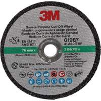 General Purpose Cut-Off Wheel, 01987, 3" x 0.04"/1/32", 3/8" Arbor, Aluminum Oxide Helyx Safety & Industrial Supplies