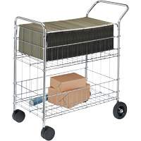 Chariots &agrave; courrier en fil m&eacute;tallique, 200 lb Capacit&eacute;, Chrome, 19" p x 30" la x 39-1/4" h, Chrom&eacute; Helyx Safety & Industrial Supplies