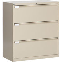 Classeur lat&eacute;ral, Acier, 3 tiroirs, 36" la x 18" p x 40-1/16" h, Beige Helyx Safety & Industrial Supplies