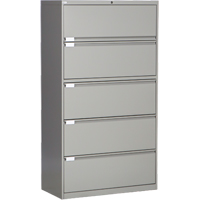 Classeur lat&eacute;ral, Acier, 5 tiroirs, 36" la x 18" p x 65-1/2" h, Gris Helyx Safety & Industrial Supplies