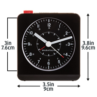 R&eacute;veille-matin de bureau, Analogique, &agrave; piles, 3,5" la x 1,5" p x 3,75" h, Noir Helyx Safety & Industrial Supplies