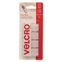 Attaches en carr&eacute;e, Boucle et crochet, 7/8" dia., Adh&eacute;sif, Blanc Helyx Safety & Industrial Supplies