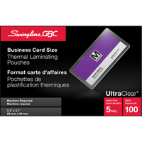 Pochettes lamin&eacute;es pour cartes d'affaires Swingline UltraClear Helyx Safety & Industrial Supplies