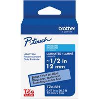 Ruban lamin&eacute; pour P-Touch, 12 mm x 8 m, Noir sur bleu Helyx Safety & Industrial Supplies