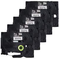 Ruban lamin&eacute;, 9 mm x 8 m, Noir sur blanc Helyx Safety & Industrial Supplies