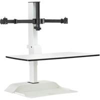 Bureau &eacute;lectrique assis/debout Soar avec bras d&eacute;cran double, Mod&egrave;le de bureau, 37-1/4" h x 27-3/4" la x 22" p, Blanc Helyx Safety & Industrial Supplies