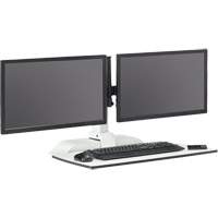 Bureau &eacute;lectrique assis/debout Soar avec bras d&eacute;cran double, Mod&egrave;le de bureau, 37-1/4" h x 27-3/4" la x 22" p, Blanc Helyx Safety & Industrial Supplies