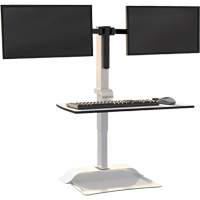Bureau &eacute;lectrique assis/debout Soar avec bras d&eacute;cran double, Mod&egrave;le de bureau, 37-1/4" h x 27-3/4" la x 22" p, Blanc Helyx Safety & Industrial Supplies