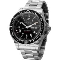 Tr&egrave;s grande montre automatique avec jour/date avec bracelet en acier inoxydable, Num&eacute;rique, &agrave; piles, 46 mm, Argent Helyx Safety & Industrial Supplies