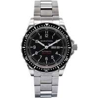 Tr&egrave;s grande montre automatique avec jour/date avec bracelet en acier inoxydable, Num&eacute;rique, &agrave; piles, 46 mm, Argent Helyx Safety & Industrial Supplies