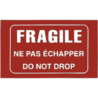 &eacute;tiquettes pour traitement sp&eacute;cial bilingues Fragile, 5" lo x 3" la, Blanc/rouge Helyx Safety & Industrial Supplies