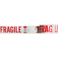 Ruban imprim&eacute; bilingue – Fragile ce c&ocirc;t&eacute; en haut, Rouge/blanc Helyx Safety & Industrial Supplies