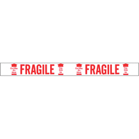 Ruban imprim&eacute; bilingue – Fragile ce c&ocirc;t&eacute; en haut, Rouge/blanc Helyx Safety & Industrial Supplies