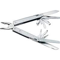 SwissTool Multi-Tool with Lockable Blade, Metal, Metal Handle, 155 mm L, 26 Functions, 0.7 lbs. Helyx Safety & Industrial Supplies