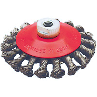 BK4520T Roue conique torsad&eacute;e &agrave; nuds, Dia. 4-1/2", Fils 0,02", Arbre 5/8"-11 Helyx Safety & Industrial Supplies