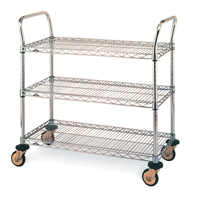 Chariot utilitaire &agrave; usage standard avec tablettes en treillis m&eacute;tallique, Chrom&eacute;, 24" x 39" x 36", Capacit&eacute; 375 lb Helyx Safety & Industrial Supplies