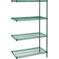 &eacute;tag&egrave;res robustes en treillis m&eacute;tallique au fini &eacute;poxy vert, Ensemble de Ajout, 4 Tablettes, 30" la x 63" h x 14" p Helyx Safety & Industrial Supplies