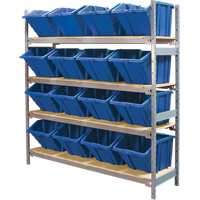 Wide Span Shelving with Jumbo Plastic Bins, Steel, Boltless, 800 lbs. Capacity, 66" W x 72" H x 18" D Helyx Safety & Industrial Supplies