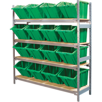 Wide Span Shelving with Jumbo Plastic Bins, Steel, Boltless, 800 lbs. Capacity, 66" W x 72" H x 18" D Helyx Safety & Industrial Supplies