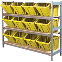 Wide Span Shelving with Jumbo Plastic Bins, Steel, Boltless, 800 lbs. Capacity, 66" W x 60" H x 18" D Helyx Safety & Industrial Supplies