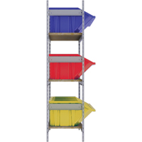 Wide Span Shelving with Jumbo Plastic Bins, Steel, Boltless, 800 lbs. Capacity, 66" W x 60" H x 18" D Helyx Safety & Industrial Supplies