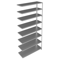 Shelving Unit, Galvanized Steel, Slotted Angle, 300 lbs. Capacity, 48" W x 96" H x 15" D Helyx Safety & Industrial Supplies