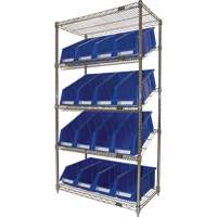 &eacute;tag&egrave;re en treillis m&eacute;tallique &agrave; tablettes inclin&eacute;es avec bacs, Tiers 5, 36" la x 63" h x 18" p Helyx Safety & Industrial Supplies