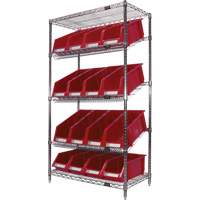 &eacute;tag&egrave;re en treillis m&eacute;tallique &agrave; tablettes inclin&eacute;es avec bacs, Tiers 5, 36" la x 63" h x 18" p Helyx Safety & Industrial Supplies