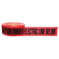 Ruban d'avertissement de danger souterrain Buried Electric Line Identoline, 3" la x 1000' lo, Noir/rouge Helyx Safety & Industrial Supplies