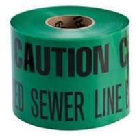 Ruban d'avertissement de danger souterrain Buried Sewer Line Identoline, 6" la x 1000' lo, Noir sur vert Helyx Safety & Industrial Supplies