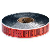 Ruban d'avertissement de danger souterrain Fiber Optic Line Identoline, 2" la x 1000' lo, Noir/orange Helyx Safety & Industrial Supplies