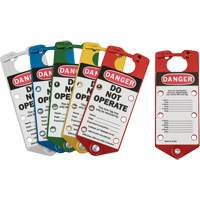 Moraillons de verrouillage &eacute;tiquet&eacute;s, Bleu/Vert/Rouge/Argent/Jaune Helyx Safety & Industrial Supplies