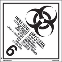 TDG Shipping Labels, Class 6.2, Infectious Substances, Paper Helyx Safety & Industrial Supplies