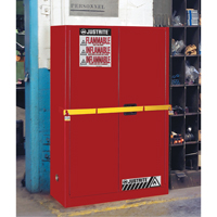 Armoire de rangement haute s&eacute;curit&eacute; avec barre en acier pour produits inflammables, 45 gal., 2 tablettes Helyx Safety & Industrial Supplies