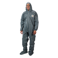 Combinaison &agrave; capuchon de 2,0 mils en tissu r&eacute;sistant aux flammes et aux produits chimiques, Petit, Gris, Tissu ignifug&eacute; Helyx Safety & Industrial Supplies